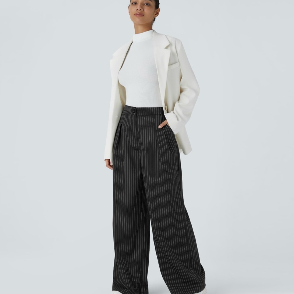 HALARA Black Wide Leg Pants High-Waisted Elegance